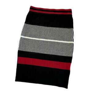 LF Seek The Label Red & Black Striped Bodycon Stretch Pencil Skirt Size XS NWT